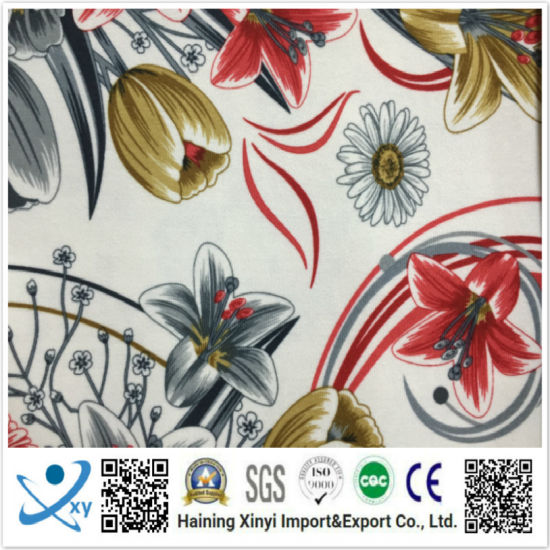 Spandex Stretch Cotton Snake and Flower Printed Fabric for Garment