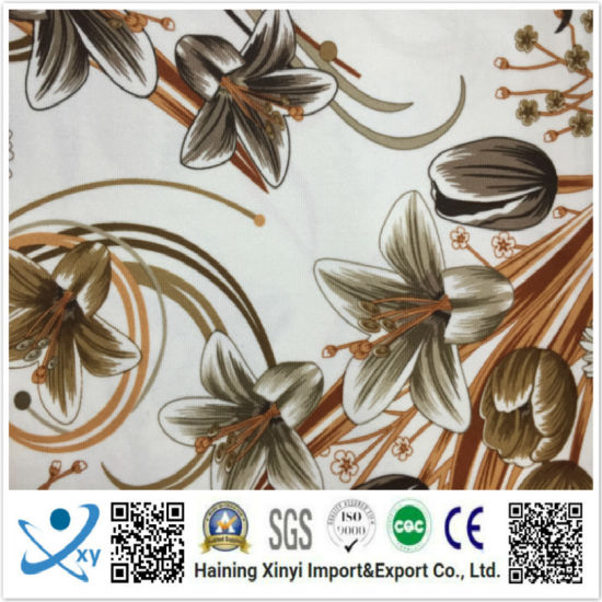Spandex Stretch Cotton Snake and Flower Printed Fabric for Garment