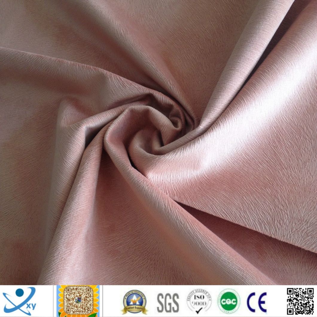 Textile Fabric Wholesale Polyester Soft Velvet Embossed Blackout Fabric for Curtain Upholstery Fabric, 100% Sun Shading